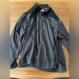 Orvis Men's Black Gray Full Zip Mesh Bonded Fleece Zippered Jacket / Size XXL